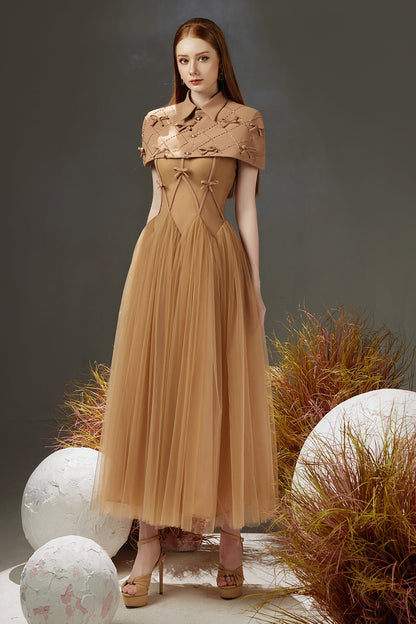 brown taffeta dress Dropped Gathered Waist Taffeta Dress Brown Roland Mouret