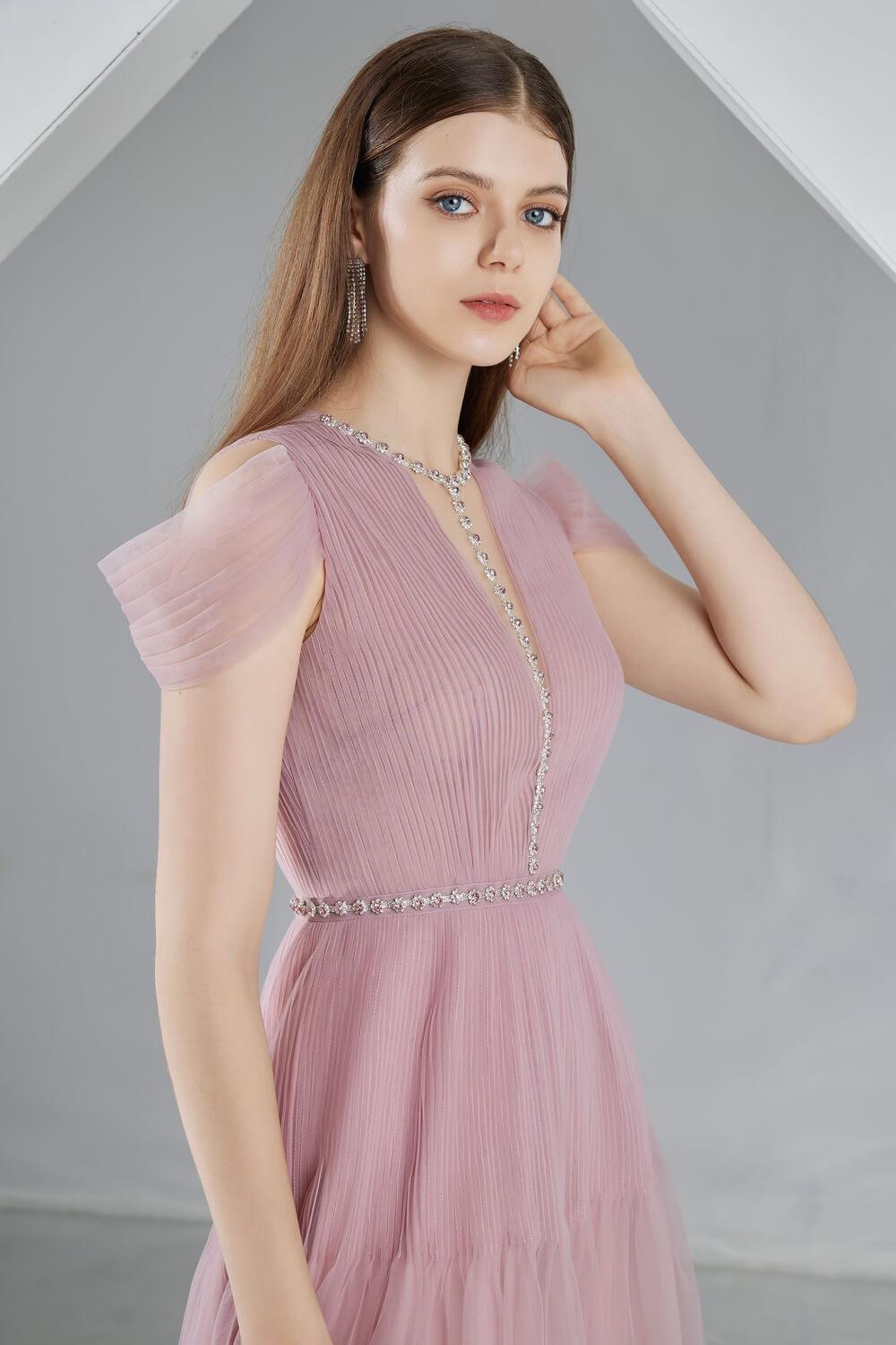 Florence A-line Puffy Sleeved Organza Midi Dress