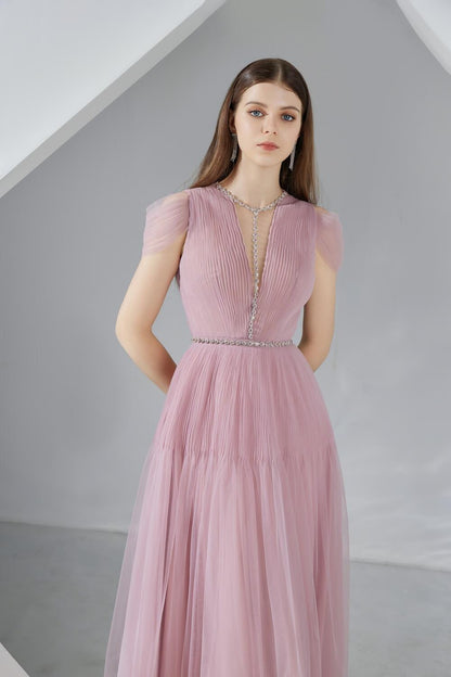 Florence A-line Puffy Sleeved Organza Midi Dress